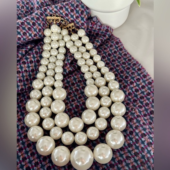 ***SOLD*** JEROLLIN PEARL CLUSTER Statement Necklace 17” VINTAGE Signed - Picture 3 of 16